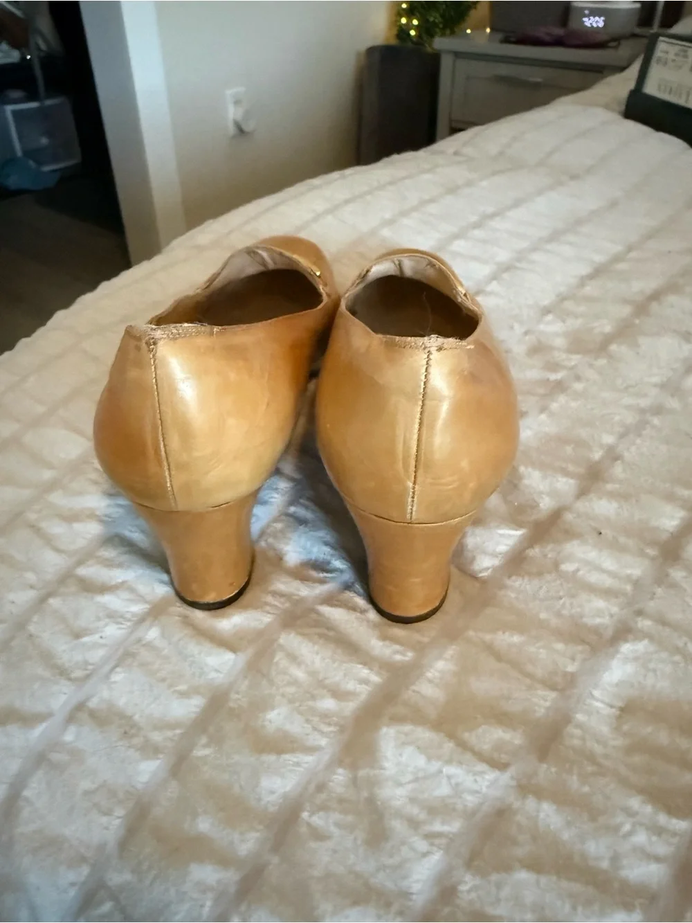 Salvatore Ferragamo Camel/Tan Leather Loafers with Gold Hardware - Picture 2 of 3